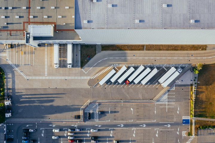 supply chain warehouse aerial